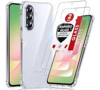 LeYi Funda para Samsung Galaxy A57/A 57 4G/5G 5 G con [2-Unidades] Cristal Templado, Case Silicona Soft Skin TPU 8+ram 128gb 256gb Movil Carcasa Anti - Amarillo Antigolpes Cover, Transparente