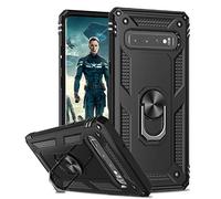 LeYi Funda para Samsung Galaxy S10 Plus Armor Carcasa con 360 Anillo iman Soporte Hard PC y Silicona TPU Bumper antigolpes Fundas Carcasas Case para movil Samsung S10 Plus,Negro