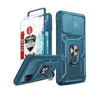 LeYi Funda para Samsung Galaxy S20 FE / S20 FE 5G con [2-Unidades] Cristal Vidrio Templado,Armor Carcasa Cubierta de cámara Deslizante Proteger con 360 Anillo Soporte PC y Silicona TPU Case,Azul