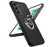 LeYi Funda para Samsung Galaxy S22 5G 6.1", Armor Carcasa con 360 Grados Metálico Anillo Hard PC Silicona Bumper Antigolpes Case para Movil Samsung S22 5G, Negro