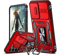 LeYi Funda para Samsung Galaxy S22 5G 6.1" (NO para Samsung S22 Plus / S22 Ultra), Carcasa Cubierta de cámara Deslizante Proteger 360 Full Protección Anillo Soporte Bumper Case,Rojo