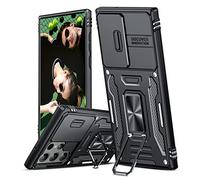 LeYi Funda para Samsung Galaxy S23 Ultra 5G 6.8" (NO para Samsung S23/S23 Plus), Armor Carcasa Cubierta de Cámara Deslizante Proteger 360 Full Protección Anillo Soporte Bumper Case, Negro