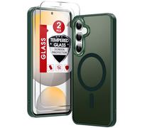 LeYi Funda para Samsung Galaxy S24 FE/S 24 FE Compatible con MagSafe Magnética, con 2× Cristal Templado, Carcasa Translúcido Esmerilado Antigolpes Case para Samsung Galaxy S24 FE/S 24 FE, Verde