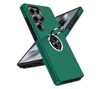LeYi Funda para Samsung Galaxy S25/S 25 Ultra, Armor Carcasa con 360 Grados Metálico Anillo Hard PC Silicona Bumper Antigolpes Case para Movil Samsung Galaxy S25, Verde