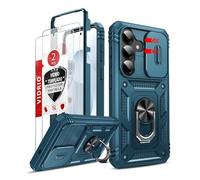 LeYi Funda para Samsung Galaxy S26 5G /S 26 con [2-Unidades] Templado Protector,Armor Carcasa Cubierta de cámara Deslizante Proteger con 360 Anillo Soporte PC y Silicona TPU Case, Azul