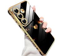 LeYi Funda para Samsung Galaxy S26/ S 26, Silicona Carcasa con 2pcs Cristal Templado, Corazón Amor Mujer Estuche Protector Galvanizado Suave Bumper Resistente Antigolpes Móvil Case, Negro