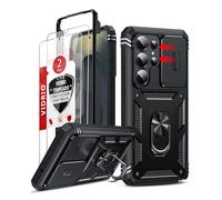 LeYi Funda para Samsung Galaxy S26 Ultra 5G /S 26 Ultra con [2-Unidades] Templado Protector,Armor Carcasa Cubierta de cámara Deslizante Proteger con 360 Anillo Soporte PC y Silicona TPU Case, Negro
