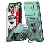 LeYi Funda para Xiaomi 14T Pro, Armor Carcasa Uso Rudo Cubierta de Cámara Deslizante Proteger 360 Full Protección Anillo Soporte Bumper Case, Verde Claro