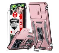 LeYi Funda para Xiaomi 14T Pro, Armor Carcasa Uso Rudo Cubierta de Cámara Deslizante Proteger 360 Full Protección Anillo Soporte Bumper Case, Rosa
