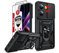 LeYi Funda para Xiaomi Poco X7 Pro 5G(No para Poco X7) con [2-Unidades] Cristal Vidrio Templado, Carcasa Cubierta de cámara Deslizante Proteger Anillo Soporte Silicona TPU Armor Bumper Case, Negro