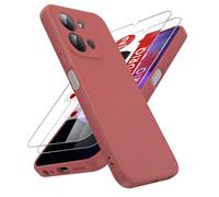 LeYi Funda para Xiaomi Redmi 15C /15 C 4G/5G, Ultra Slim Carcasa con 2pcs Cristal Templado, Silicona Liquida Capa Suave Movil Protector Case Forro Microfibra Antiarañazos Cover, Rojo