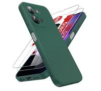 LeYi Funda para Xiaomi Redmi 15C /15 C 4G/5G, Ultra Slim Carcasa con 2pcs Cristal Templado, Silicona Liquida Capa Suave Movil Protector Case Forro Microfibra Antiarañazos Cover, Verde