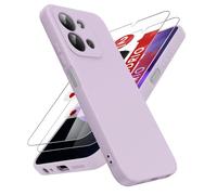 LeYi Funda para Xiaomi Redmi 15C /15 C 4G/5G, Ultra Slim Carcasa con 2pcs Cristal Templado, Silicona Liquida Capa Suave Movil Protector Case Forro Microfibra Antiarañazos Cover, Morado