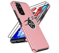 LeYi Funda para Xiaomi Redmi Note 11 (2022) / Redmi Note 11S 4G 6.43" con [2-Unidades] Cristal Templado, Armor Carcasa con 360 Grados Metálico Anillo Hard PC Silicona Bumper Antigolpes Case, Rosa