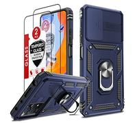 LeYi Funda para Xiaomi Redmi Note 12 Pro 4G/ Note 11 Pro 5G&4G con 2 Piezas Vidrio Templado, Armor Carcasa Cubierta de cámara Deslizante Proteger con 360 Anillo Soporte PC y TPU Case,Azul