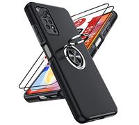 LeYi Funda para Xiaomi Redmi Note 12 Pro 4G/Redmi Note 11 Pro 4G/5G con [2-Unidades] Cristal Templado, Armor Carcasa con 360 Grados Metálico Anillo Hard PC Silicona Bumper Antigolpes Case, Negro