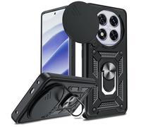 LeYi Funda para Xiaomi Redmi Note 14 Pro 5G/ Xiaomi Poco X7 5G,Carcasa Cubierta de cámara Deslizante Fundas móvil Capa Proteger Anillo Soporte Silicona TPU Armor Bumper Case，Negro
