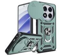 LeYi Funda para Xiaomi Redmi Note 14 Pro 5G/ Xiaomi Poco X7 5G,Carcasa Cubierta de cámara Deslizante Fundas móvil Capa Proteger Anillo Soporte Silicona TPU Armor Bumper Case，Verde Oscuro