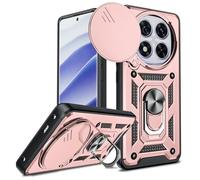 LeYi Funda para Xiaomi Redmi Note 14 Pro 5G/ Xiaomi Poco X7 5G,Carcasa Cubierta de cámara Deslizante Fundas móvil Capa Proteger Anillo Soporte Silicona TPU Armor Bumper Case，Oro Rosa