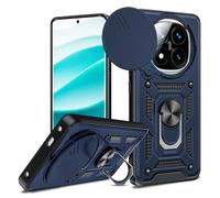 LeYi Funda para Xiaomi Redmi Note 14 Pro Plus 5G, Carcasa Cubierta de cámara Deslizante Proteger Anillo Soporte Silicona TPU Armor Bumper Case, Azul