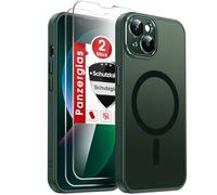 LeYi Funda verde para iPhone 13 con protector de pantalla, 2 unidades, compatible con MagSafe, fuerza magnética, funda para teléfono móvil i Phone 13 Case[protección completa de la cámara] Resistente