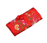 LEYILE Bolsa de viaje tradicional de seda con bordado chino, rollo de joyería, bolsa de regalo