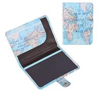 Leylor Fundas de Pasaporte: Lindo Estampado de Cuero PU Funda Protectora para Pasaporte Funda de protección para Tarjetas de crédito de identificación(#Mapa)