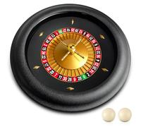 Leyndo Juego de ruedas de ruleta de casino de lujo de 18 pulgadas, juego de ruleta profesional ABS con doble rueda de diseño cero con 2 bolas para juego nocturno en casa o uso profesional (negro)