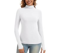 LEYSHE Jersey térmico de cuello alto para mujer, manga larga, cuello alto, camiseta de manga larga de invierno, parte superior para mujer, camiseta de cuello de tortuga para mujer, L