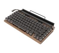 LEYT Teclado Mecánico, Teclado Mecánico de Máquina de Escribir Retro de 83 Teclas con Tapa Redonda de Metal para Tableta (Color de Grano de Madera)