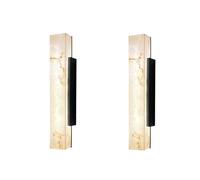 LEYWHEF Apliques de pared imitación mármol, luz cálida LED, ahorro de energía, iluminación de pared exterior impermeable, juego de 2. (L)