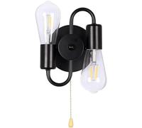 LEYWHEF Linterna de pared de estilo Retro Industrial, lámpara de pared con interruptor de doble cremallera negra, aplique de pared de decoración Interior de arte del hierro americano