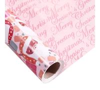 LeZakaa Papel de regalo reversible de Navidad, rollo jumbo, letras rosas de Papá Noel y Feliz Navidad, 30 pulgadas x 100 pies (250 pies cuadrados)