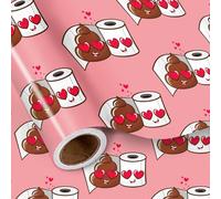 LeZakaa Rollo de papel de regalo de San Valentín, papel higiénico sonriente rosa y diseño divertido de emojis de caca feliz, mini rollo, para el día de San Valentín, boda, fiesta, aniversario, esposa