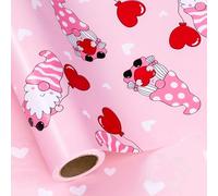 LeZakaa Rollo de papel de regalo reversible, diseño del día de San Valentín con gnomo y corazón para mujeres, novia, esposa, amante, 17 pulgadas x 32.8 pies (46.45 pies cuadrados)