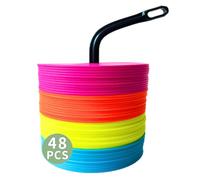 LEZER Conos planos, marcador de punto de 6 pulgadas, marcador de campo, marcador de agilidad, fútbol, baloncesto, fútbol, entrenamiento de agilidad deportiva, juego de 48, verificado por SGS,