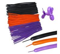 Lezevn 90 globos largos de Halloween, color negro, naranja, morado, para animales, suministros de fiesta, decoraciones de Halloween