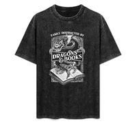 LEZHONGQIU Dragons and Books Men's T-Shirt Unisex White Men Tees XL