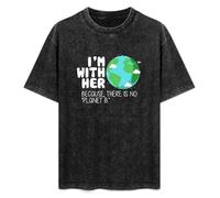 LEZHONGQIU Earth Day Im with Her Because There Is No Planet B Men's T-Shirt Unisex White Men Tees S