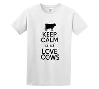 LEZHONGQIU Keep Calm and Love Cows Men's T-Shirt Unisex White Men Tees 3XL