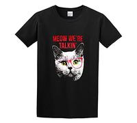 LEZHONGQIU Meow We're Talkin' Cat Men's T-Shirt Unisex Black Men Tees S