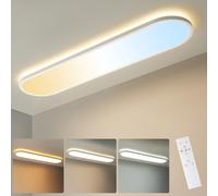 LEZOE Lámpara de techo LED, regulable con mando a distancia, 60x20x2,9cm, 24W 3000 lm 2700K-6500K con función de memoria, ideal para oficina, salón, dormitorio, baño, cocina y despacho ovalada