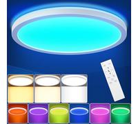 LEZOE - Lámpara de techo LED RGB 18W regulable con mando a distancia, 1800 lm, regulable RGB, 3000K-6500K, IP54, panel plano para salón, dormitorio, habitación infantil, cocina, sala