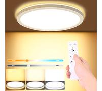 LEZOE Lámpara de techo regulable con mando a distancia, 18W 1800lm, Lámpara dimmable 3000-6500K, LED para baño, dormitorio, salón, cocina, sótano, pasillo, balcón, Ø220 x 25mm