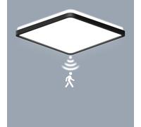 LEZOE Sensor Lámpara de Techo LED con Radar Detector de Movimiento, 18W 1800LM LED Plafones dimmable Plafón Regulable, 3000K/4000K/6500K para Baño Garaje Escaleras Pasillo Balcón 22x22x2.5cm Nero