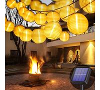 Lezonic Guirlande Luces Solares para Exteriores, 6M 20 LED Linternas Solares Impermeables 8 Modos Linternas Solares Decoración de Fiesta, para jardín, Halloween, Bodas, Patio, Patio (Blanco Cálido)