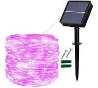 Lezonic Guirnalda de luces solares para exteriores, 8 modos de alambre de cobre, luces solares de jardín impermeables, 12 m, 120 luces LED para el hogar, patio, cenador, valla, fiesta, decoración de
