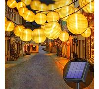 Lezonic Guirnaldas Luces Exterior Solar, 8 Modos, 30 Farolillos LED, iluminación Solar Para Jardín, Balcón, Patio, Boda, Navidad, Fiesta Decoración (Blanco Cálido)