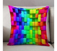 LEZUAHSH Fundas de Cojín Decorativo para Sala de Estar Sofás 50x50cm,Casa Colorida, exhibición de Contorno de Color arcoíris, Bloque futurista, estil,Decoración Almohada Funda de Almohada