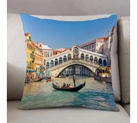 LEZUAHSH Fundas de Cojín Decorativo para Sala de Estar Sofás 50x50cm,Góndola Cerca del Puente de Rialto en Venecia, Italia,Decoración Almohada Funda de Almohada